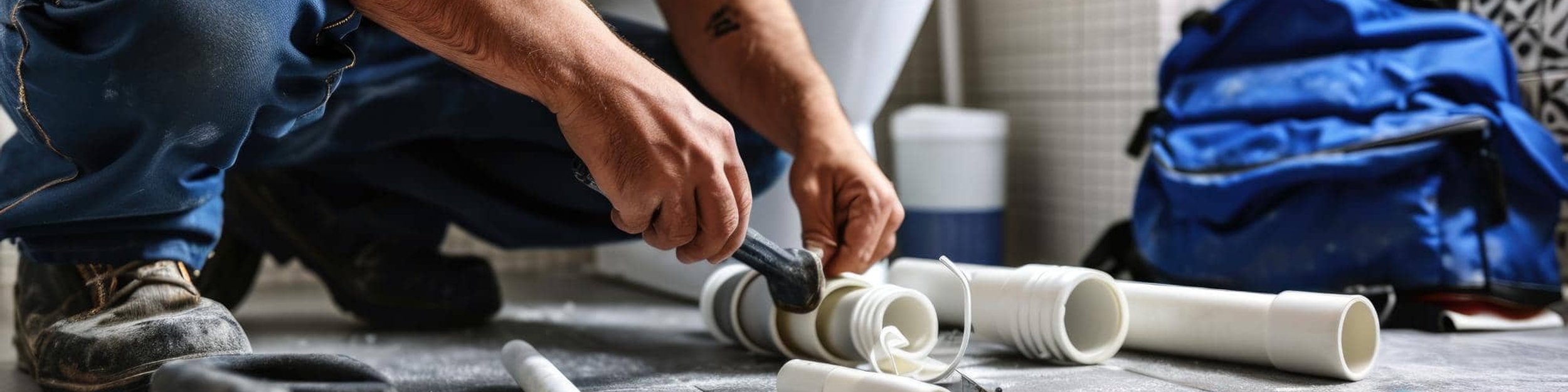 Professional plumber performing residential plumbing work